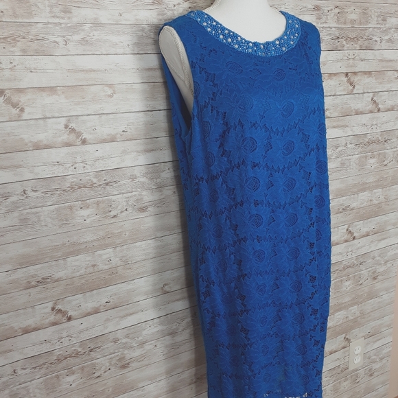 Wallis Floral Lace Dress 18 Beaded Sleeveless 114 - Picture 2 of 6